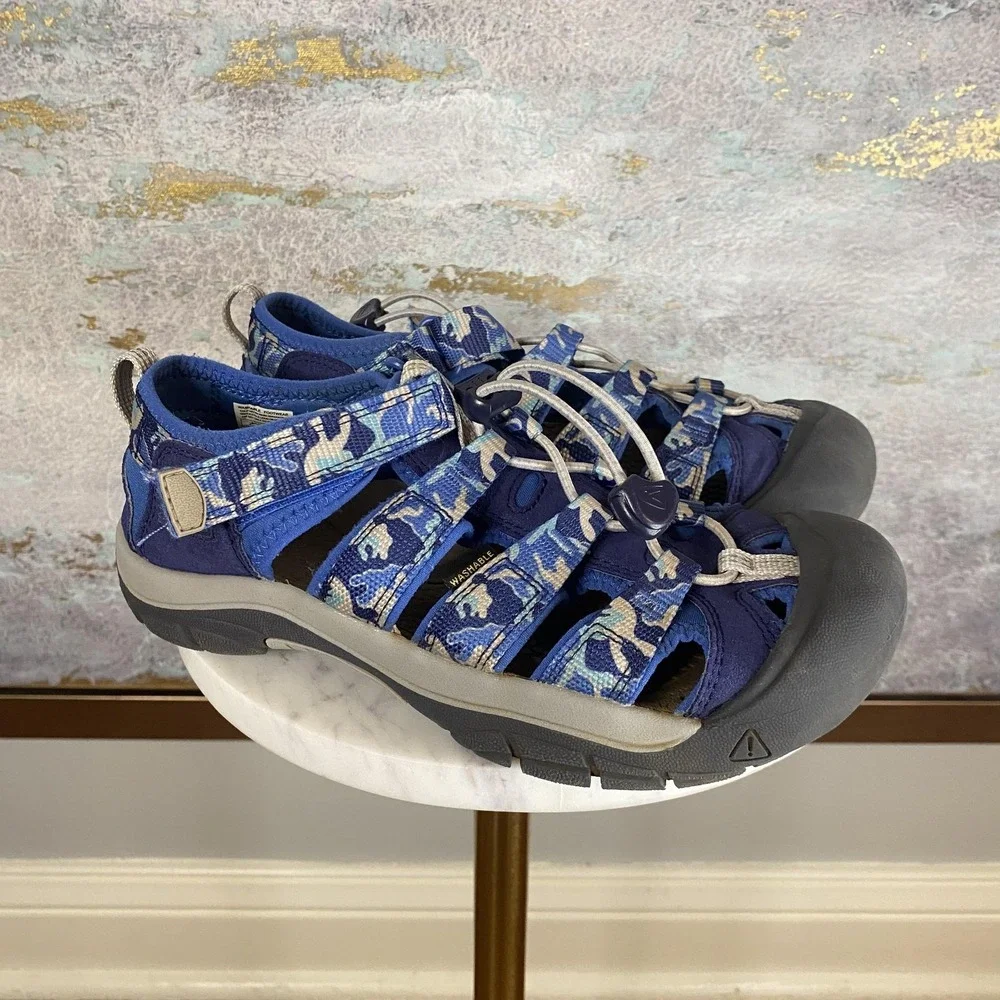 Keen Newport H2 Sandals Shoes Size Youth 4 Blue Camo Fisherman Water Hiking